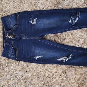 Dark Blue Distressed Skinny Jeans